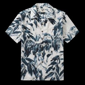 Yiume Ink Painting Bamboo Leaves Hawaiian Shirt Mens 4XL Cotton Loop Collar Camp